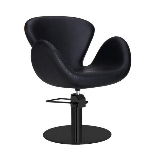 Fauteuil de coupe noir avec pied rond noir pour salon barber