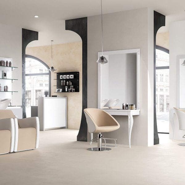 Fauteuil de coiffure design italien pompe hydraulique et revêtement skai