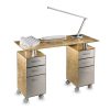 Table manucure double colonne de rangement Gold Glass Double