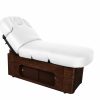 Table esthétique électrique chauffante avec matelas très épais et large et socle de rangement en bois