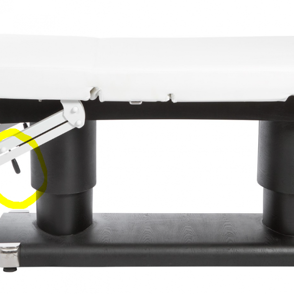 Table de massage Sauq avec matelas blanc large, pied wengué et accoudoits amovivles?