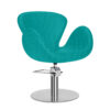 Fauteuil de coupe bleu vert avec pied INOX DAISY pour coiffeurs