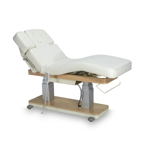 Table esthétique pour institut de beauté 4 moteurs ADRENA 4 CROAK matelas crème base bois clair