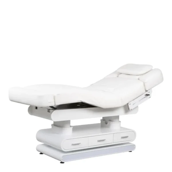 Table chauffante NERI– table de spa électrique 4 moteurs avec chauffage intégré, revêtement PU blanc et beige